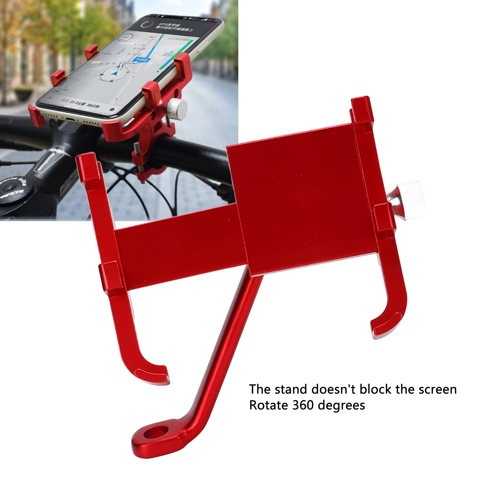 Soporte Para Móvil De Bicicleta EIHI – Montaje En Vástago Con Rotación 360° Y Amortiguador De Vibraciones (Rojo)