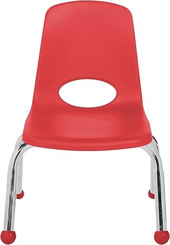 Miniatura 5 de FDP - Silla de pila escolar de 10 pulgadas asiento de estudiante apilable con patas de acero cromado y deslizamientos de bola para aprendizaje en