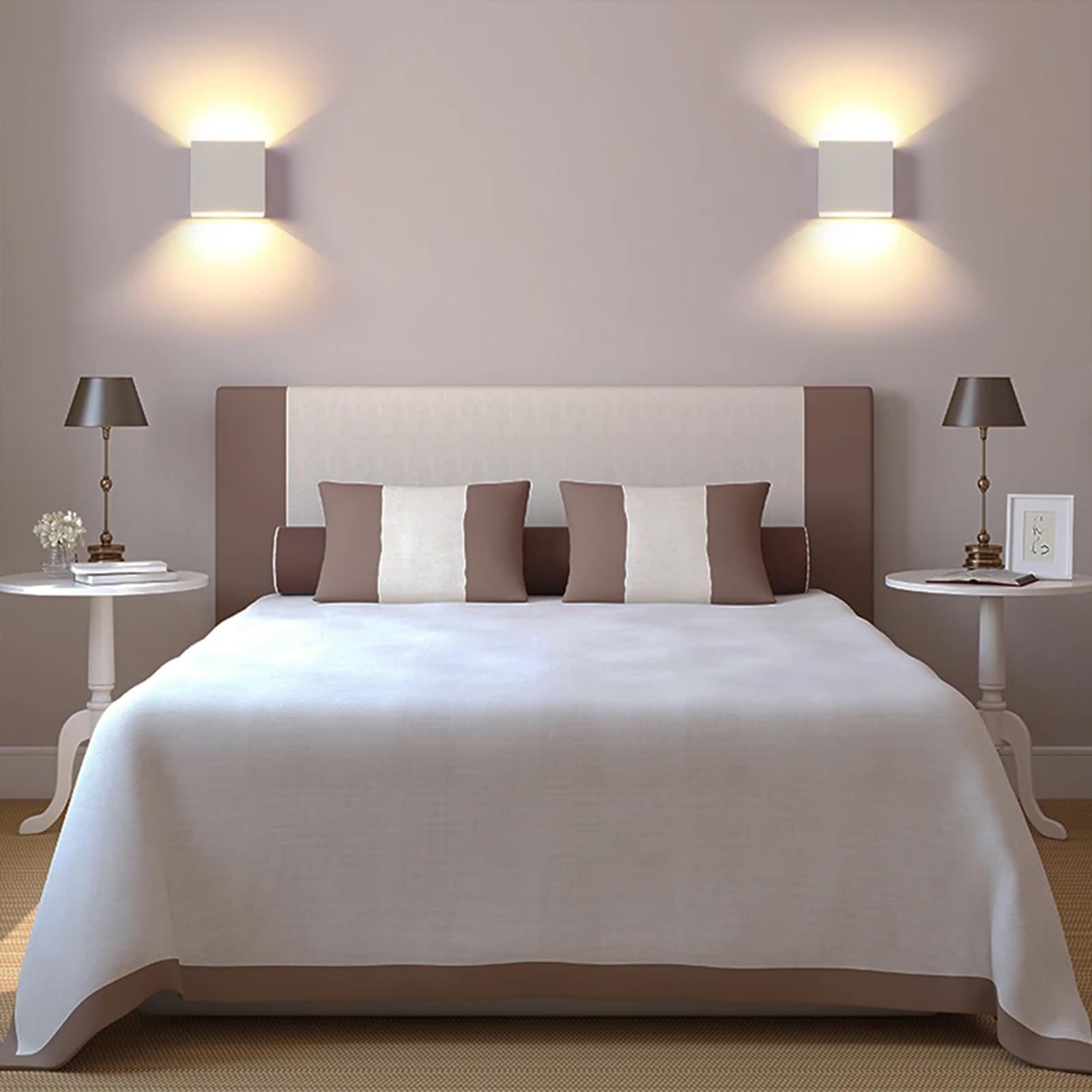 Voltix Set di 2 Applique da Parete LED per Interni, 12W Bianco Naturale, Lampada da Parete Moderna, Illuminazione per Soggiorno, Camera da Letto, Corridoio (Luce Naturale-4000K)