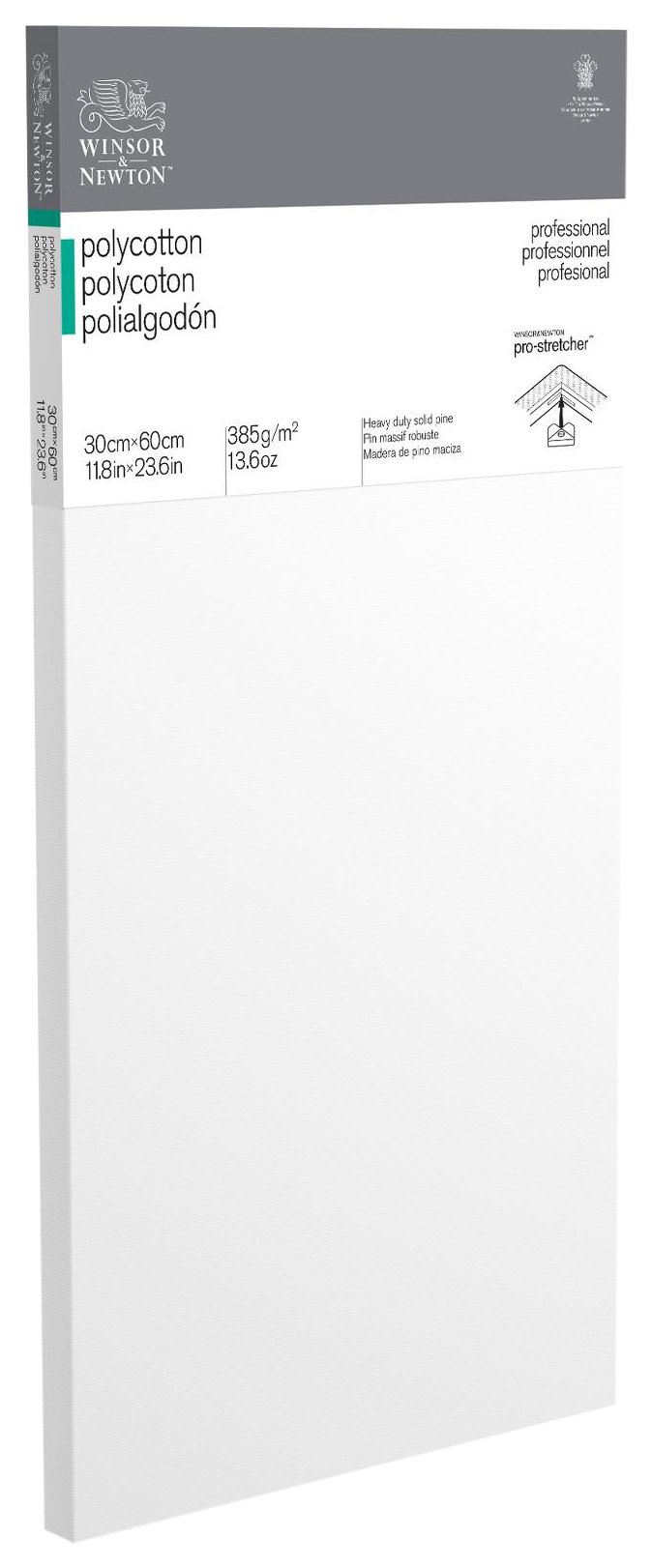 Winsor & Newton 6206016 Professional Keilrahmen aus Baumwollmischgewebe, 385 g/m², 3-fach grundiert, mittlere Körnung, ideal für die Ölfarben und Acrylfarben - 30x60cm