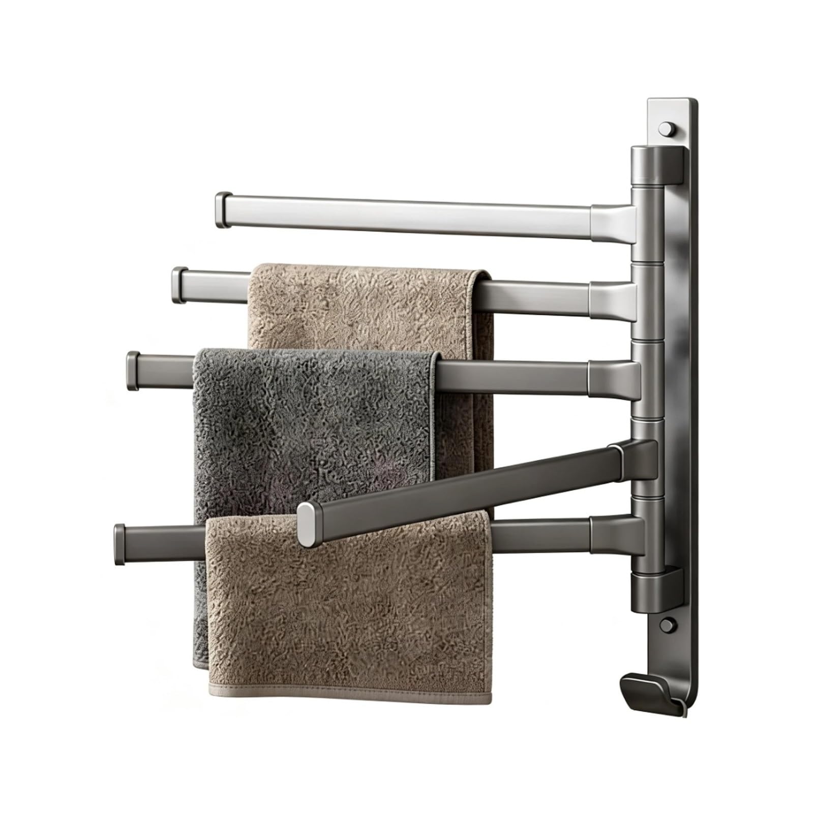 Portasciugamani per bagno, porta asciugamani da parete, asta girevole a 180°, realizzata in alluminio spaziale, per soggiorno, balcone, ufficio (5 aste)