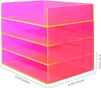 Vista 2 de Gelite Organizador de Archivos de Acrílico para Escritorio de 4 Niveles Apilable Bandeja para Cartas Almacenamiento de Papel de Oficina Clasificador