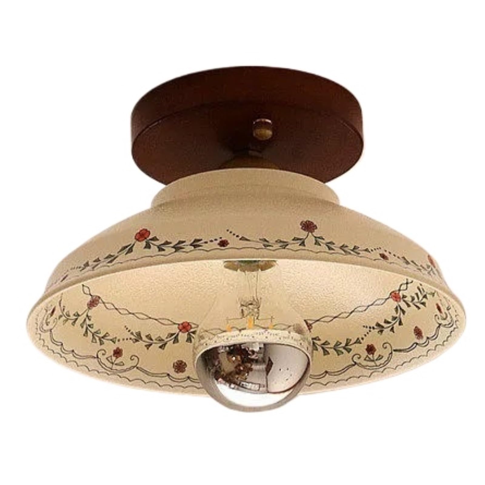Mid Century Modern Flush Mount Fixture With Vintage Farmhouse Ceiling Lamp