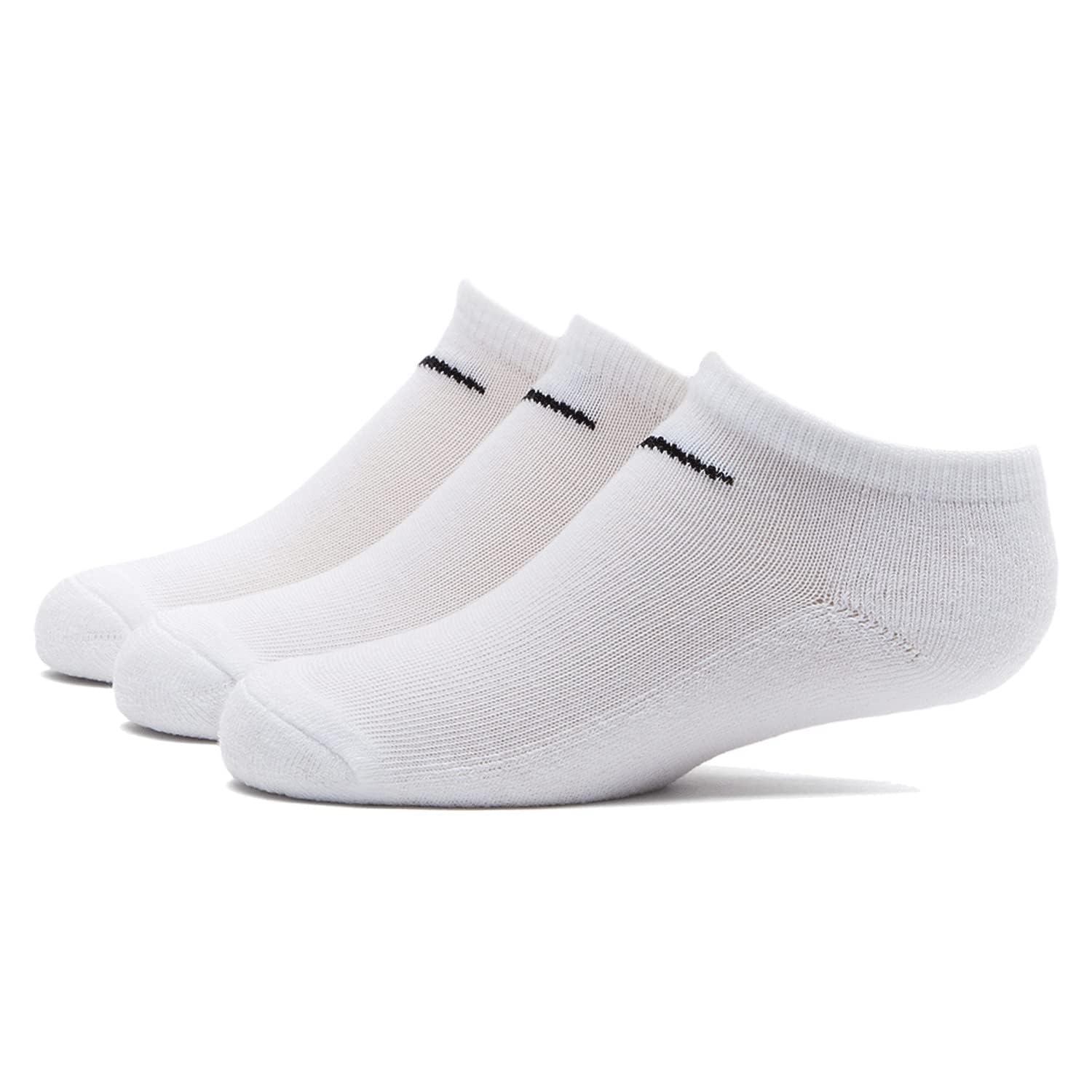 NIKE Unisex Little Kids' Dri-fit Cushioned No-show 3 Pack SOCKS, White