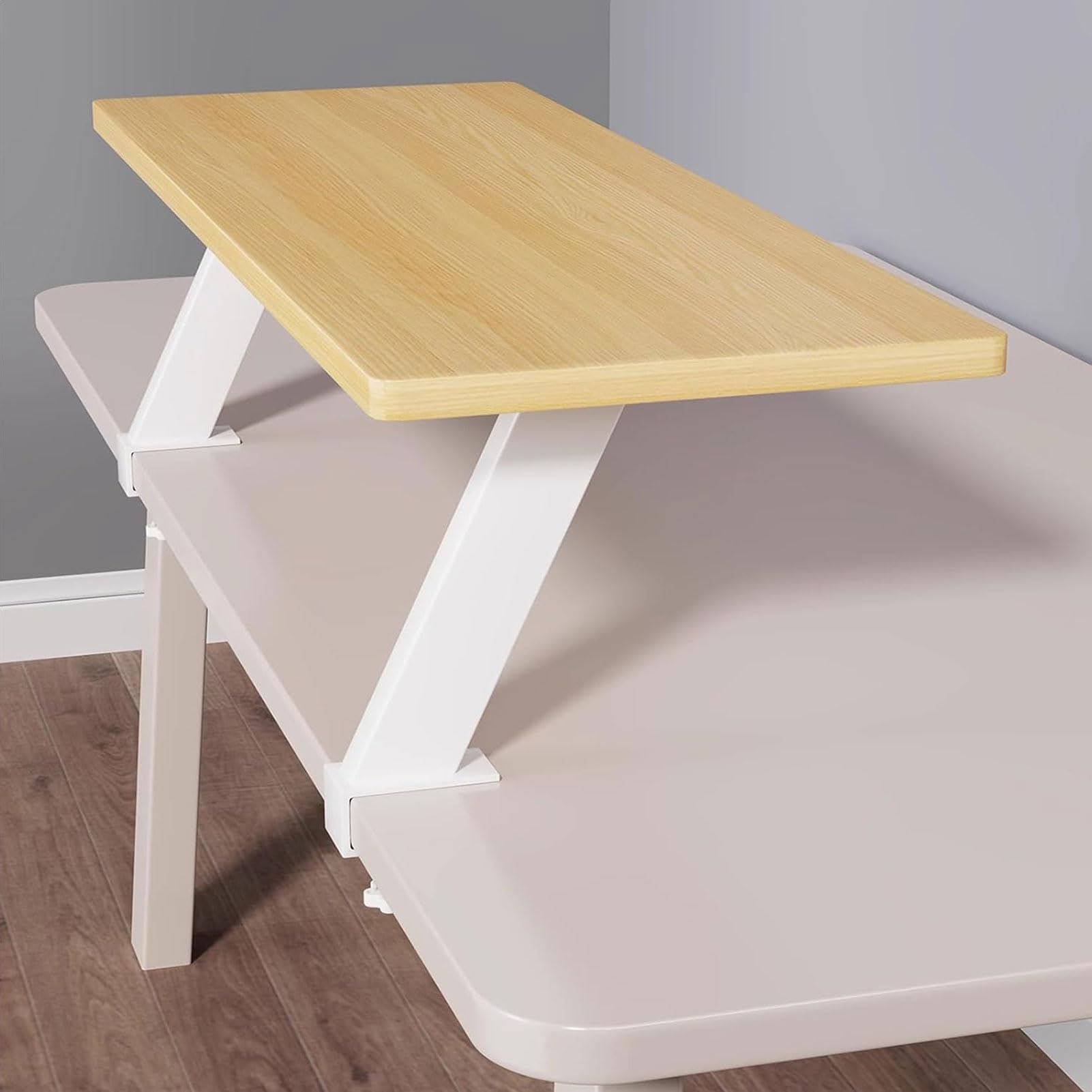 Klemmbares Schreibtisch Organizer Regal 60x20cm, Adjustable Desk Shelf Clamp mit Klemme TischverläNgerung Klemmbar Aufbewahrungsregal für Office, Schule