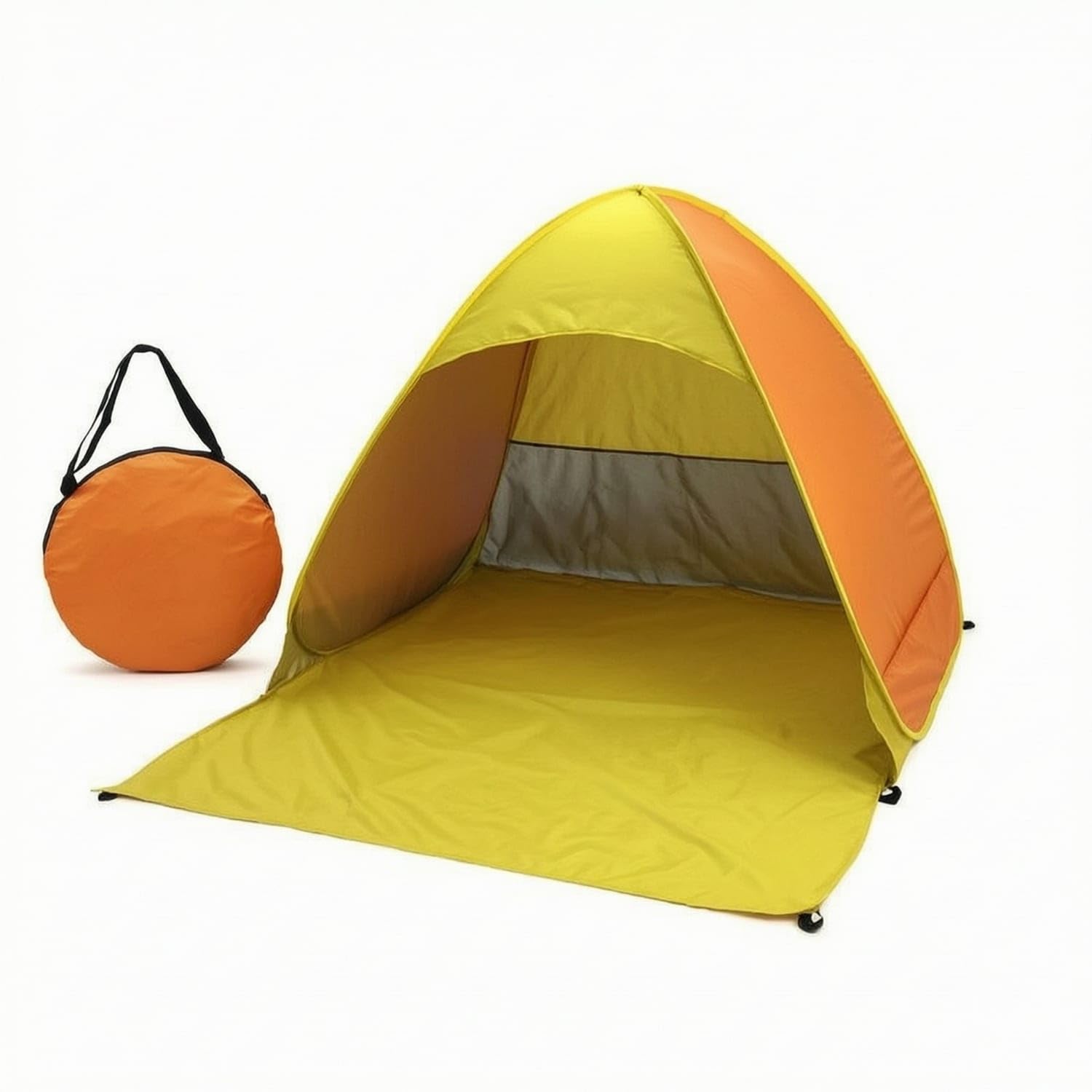 Foldable Beach Tent with Carry Bag Freestanding Spring-up Beach Tent Easy Open Sunshade Instant for Families, Park, Camping, Orange, XL Regular-image-19