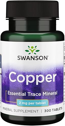 Swanson Suplemento mineral de apoyo de glóbulos rojos con sistema inmunológico antioxidante de cobre quelato de cobre 2 mg 300 pestañas