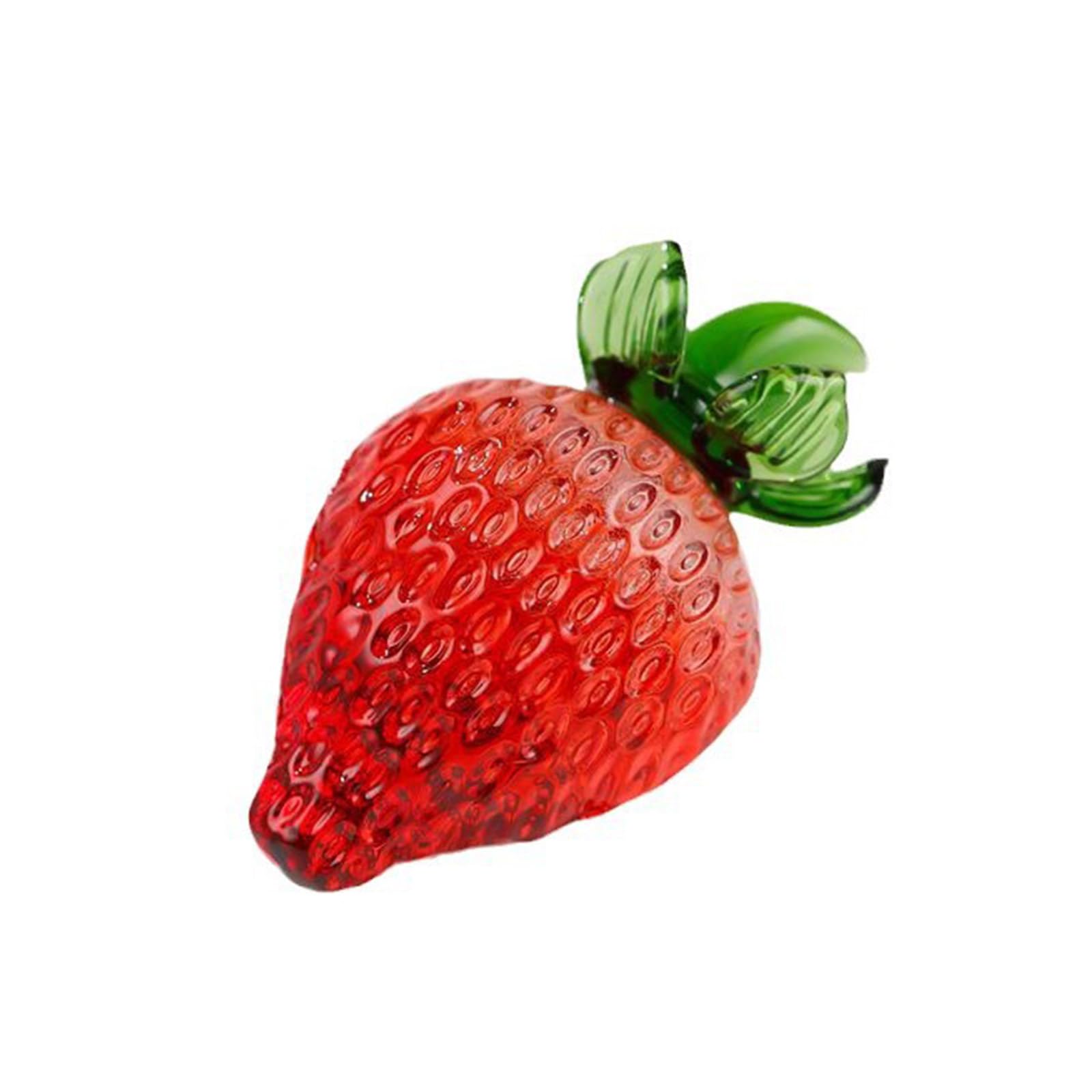Elegant Crystal Strawberry Accent Miniature Statue Glass Fruit Figurine Ornament Home Office Aesthetic Decor