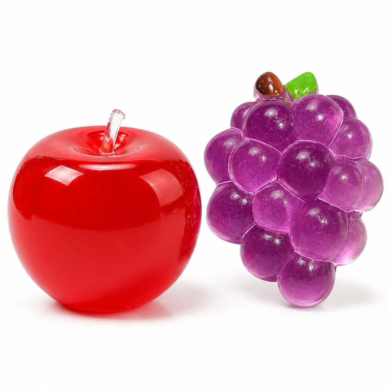 2Pcs Apple Squishy Set, Soft Sensory for Quiet Moments, Desk Decor with Red Apple and Grape Design, Portable for Home and Office, Great for Everyday Relaxation