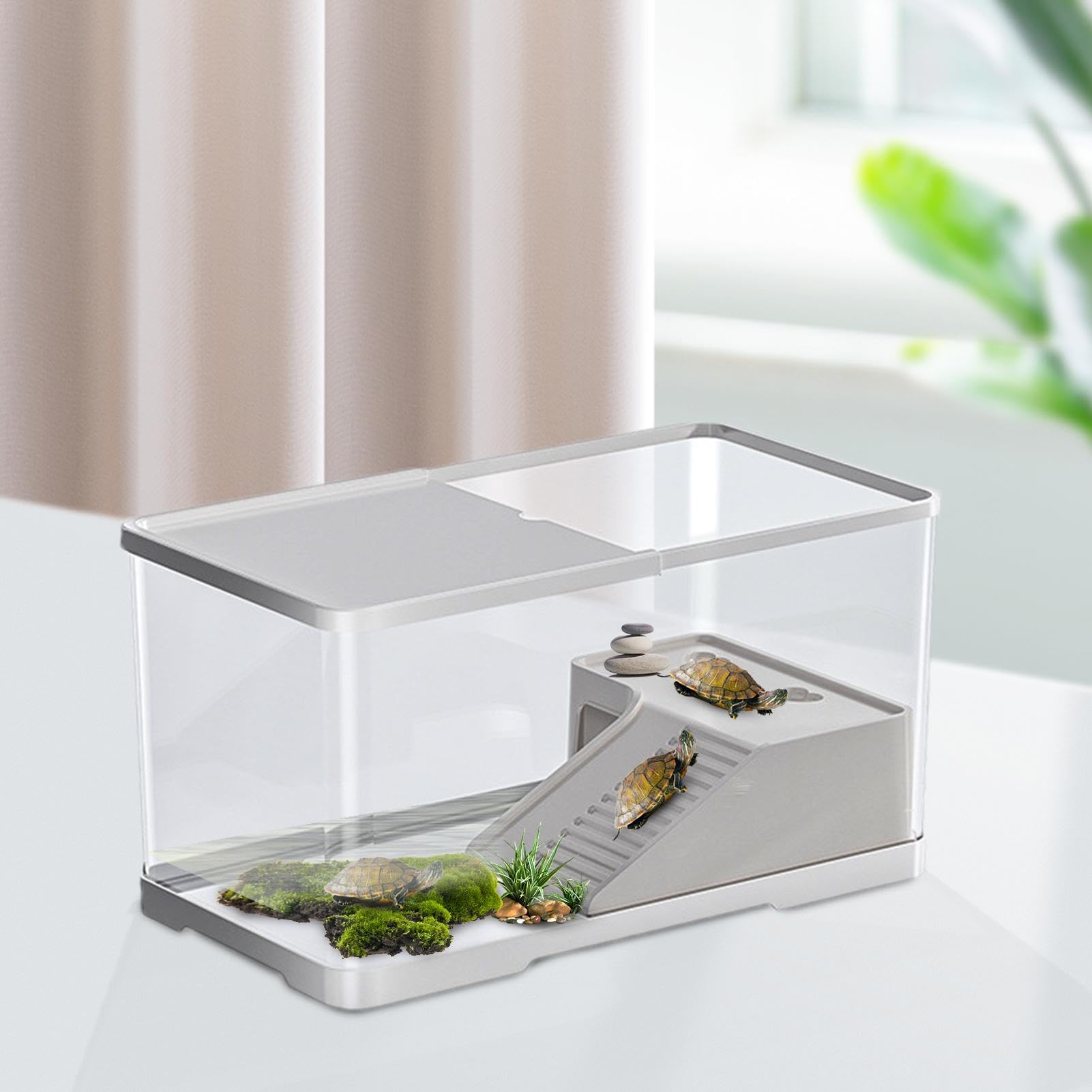 Acquario per Tartarughe Terrario Rettili Con Zona Basking | Vasca Per Rettili, Tartarughe Acquatiche, Piccoli Anfibi E Animali Acquatici