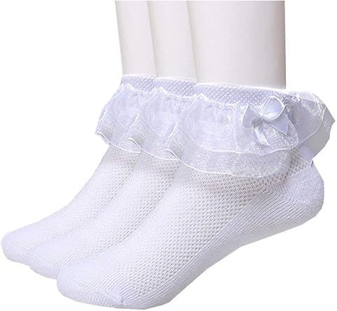 الأطفال الصغار Eyelet Friilly Lace Socks ، كشكش الأميرة الجوارب