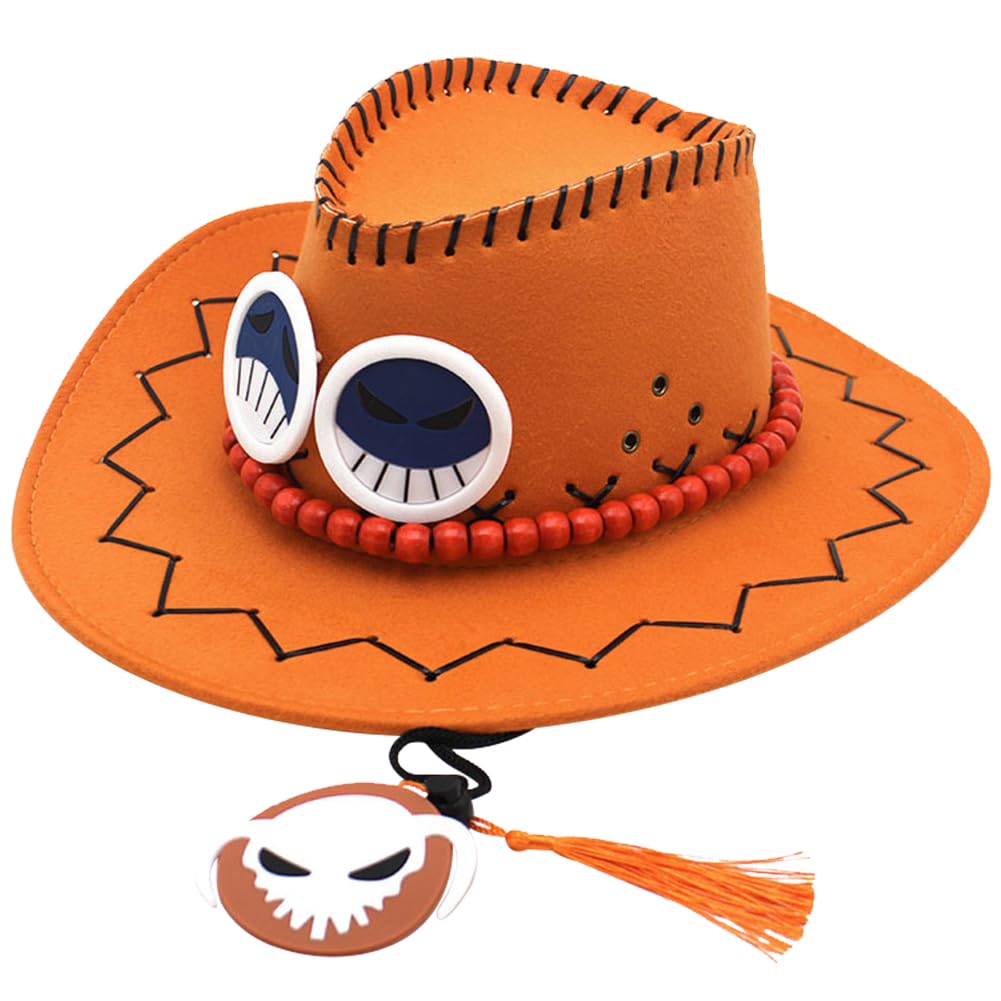 FISAPBXC Ace Hats, Sombrero de Vaquero Occidental para Dibujos Animados Anime Cosplay Disfraz Sombrero de Vaquero Occidental Sombrero para Accesorios de Cosplay de Anime