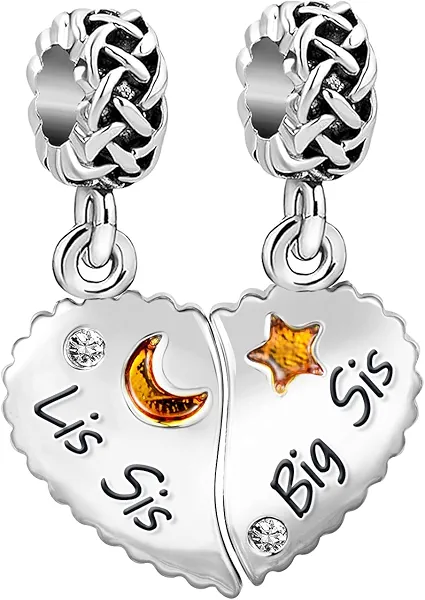 JMQJewelry Mother Daughter Wife Husband Sister Best Friend Son Moon Stars Heart Women Bead Charms Fits Pandora Bracelets