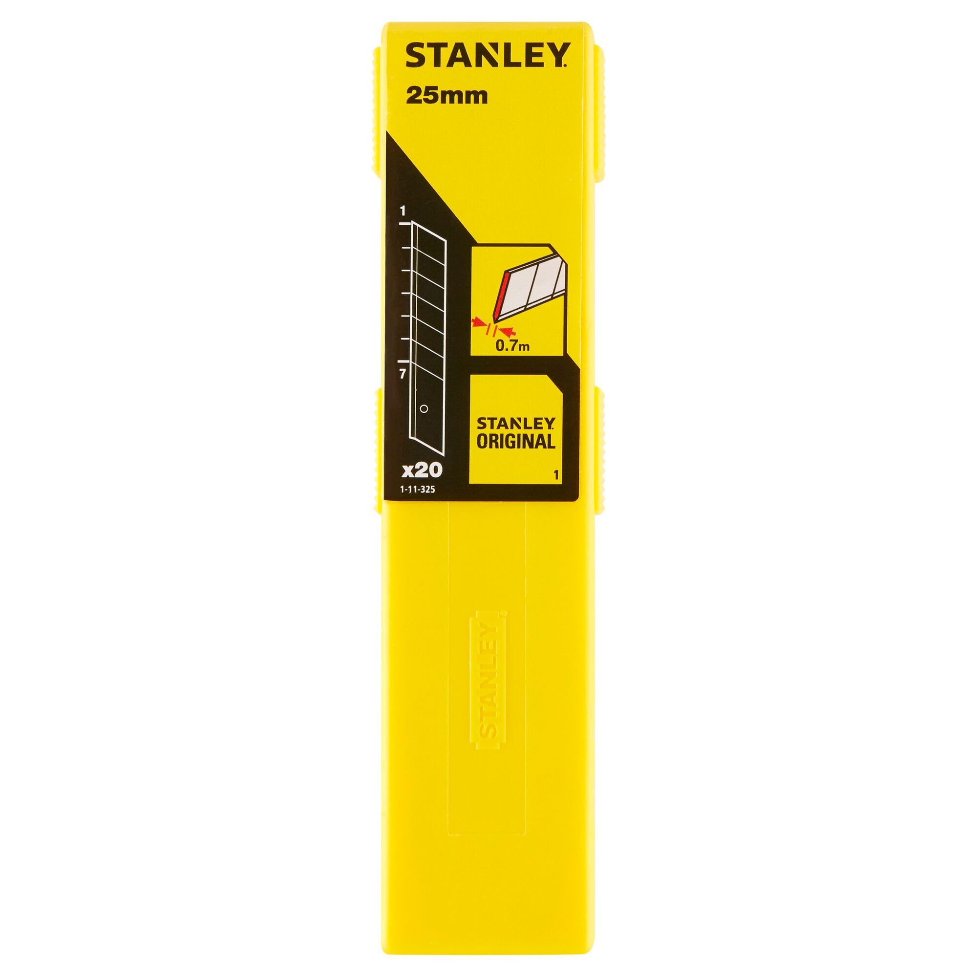 STANLEY Hojas de Cutter Estándar 25mm, 20 Unidades Precortadas, 7 Segmentos, 7mm de Grosor, 1-11-325