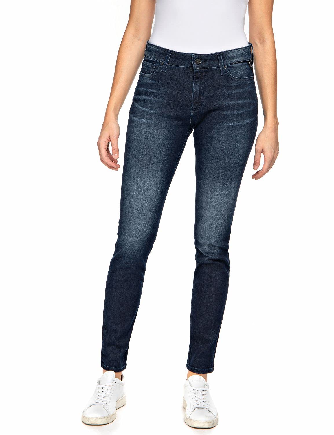 REPLAY Damen Jeans Luzien Skinny-Fit mit Power Stretch, Dark Blue 007 (Blau), 26W / 32L