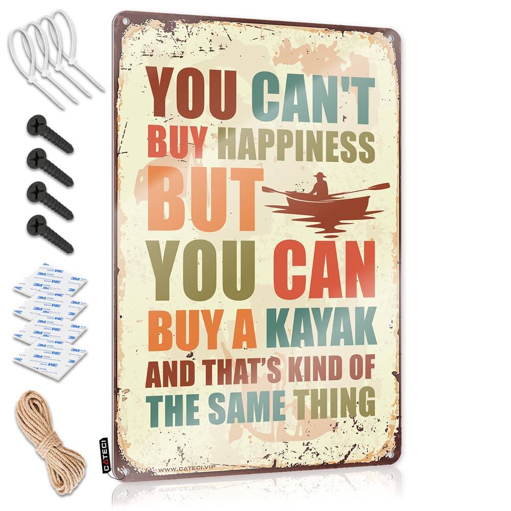 Metal Signs For Man Cave You Can'T Buy Happiness But You Can Buy A Kayak Sign Signs For Bedroom Door Personalized Man Cave Sign(30X40CM)