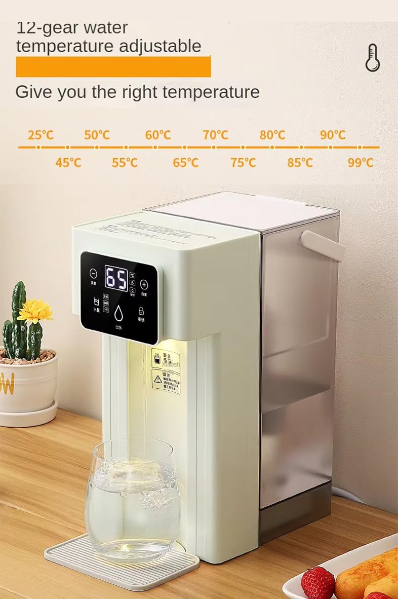 Distributore istantaneo di acqua calda con filtro, dispenser portatile per scaldabagno da appoggio da 2000 W con serbatoio dell'acqua da 3 litri, 5 temperature regolabili, protezione di sicurezza