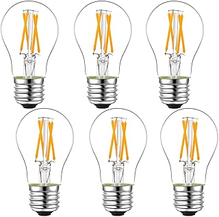 LiteHistory Dimmable E26 led Bulb 6W Equal 60 watt Vintage LED Edison Bulb AC120V 2700K A15 LED Bulb for Ceiling Fan Light Bulbs,Appliance Bulb and Refrigerator Light Bulb 600LM Clear Medium 6Pack