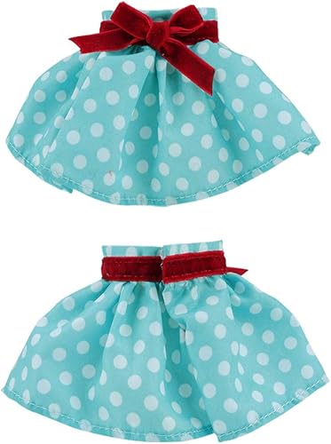 Miniatura 3 de E-TING 3 piezas de vestido de Santa para muñeca elfo, accesorios de Navidad (falda blanca + falda de lunares verdes + falda a rayas rojas y blancas)
