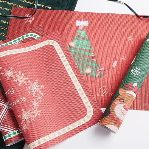 Soulnioi Christmas Placemats Set of 6, PVC Christmas Table Mats Heat Resistant Waterproof Place Mats for Dining Table Decor - Image 3