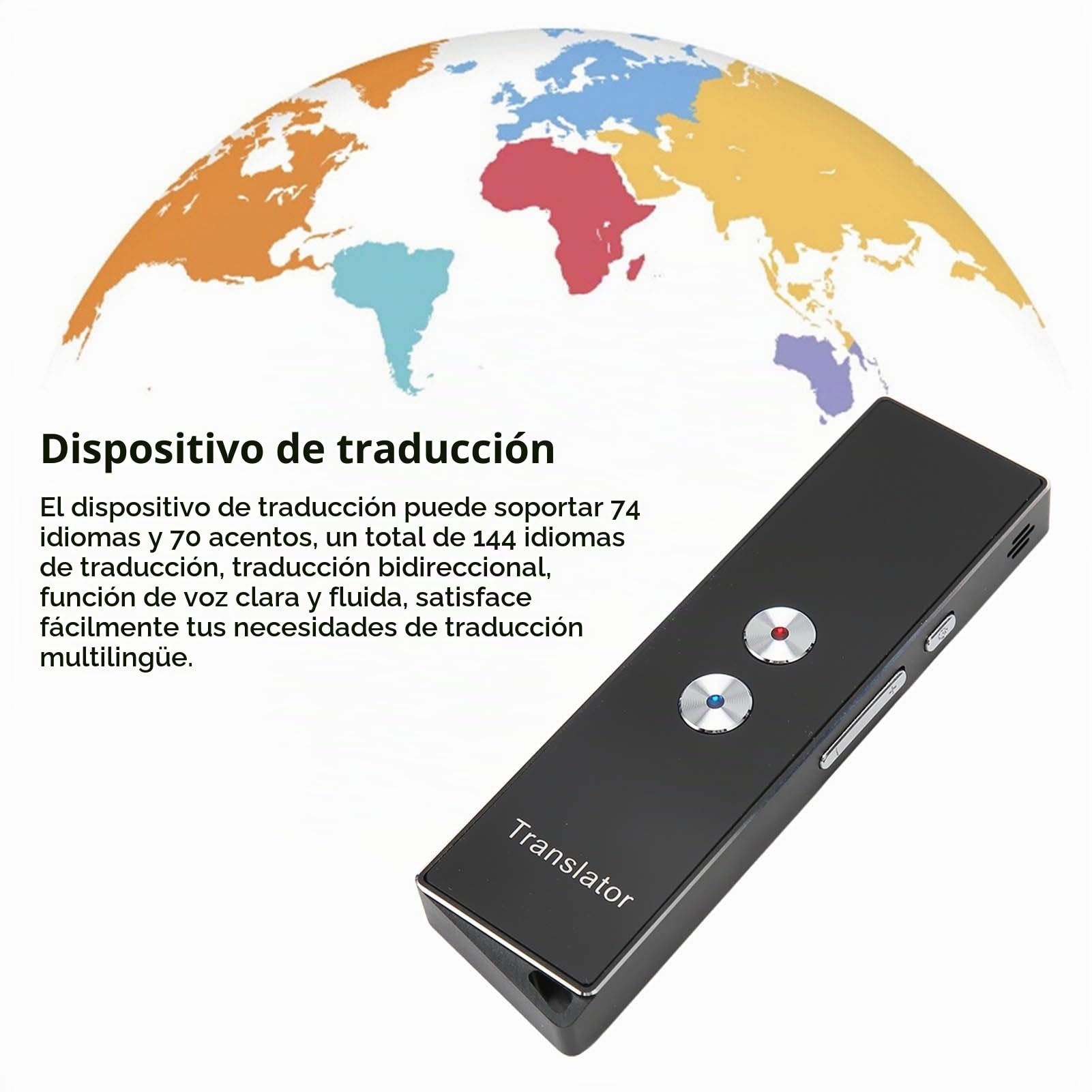 Dispositivo Traductor de Idiomas X9, Traducción de Voz Bidireccional en Tiempo Real, Compatible con 74 Idiomas, 70 Acentos, Traducción Instantánea Bluetooth para Viajes, (Black)