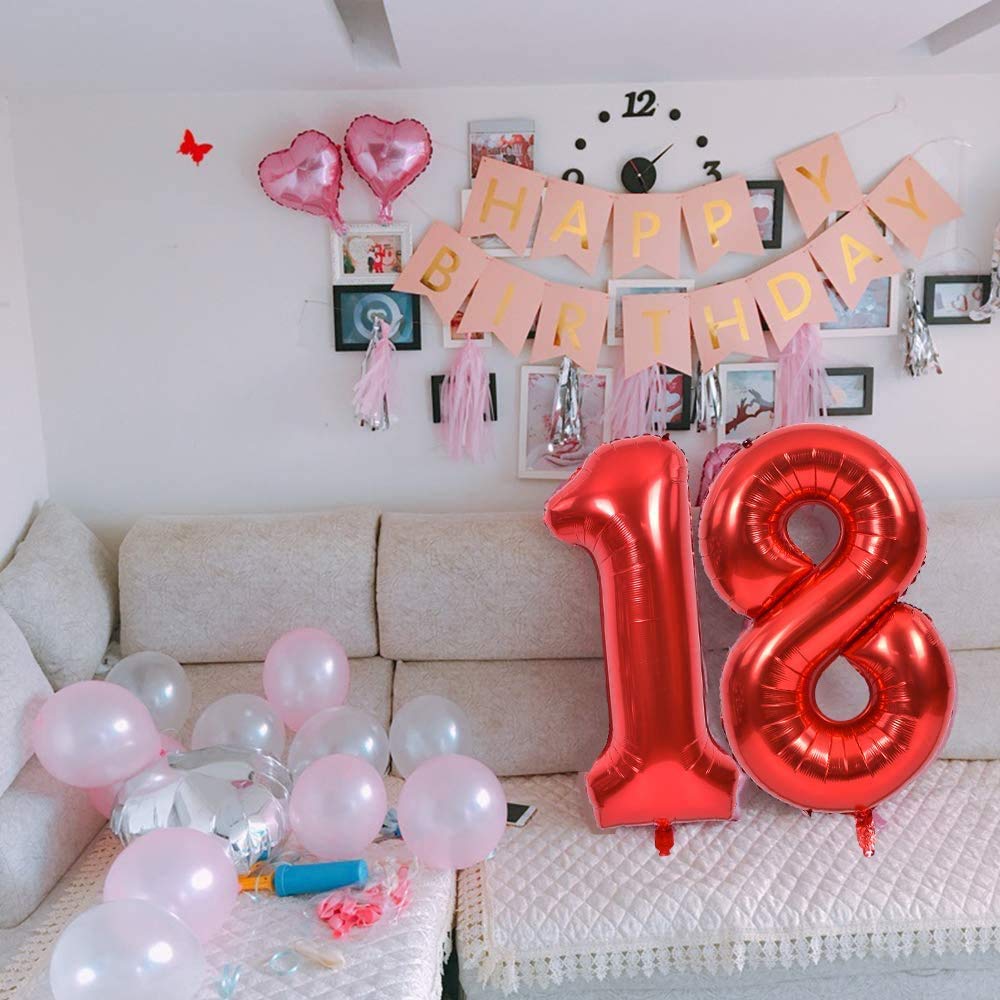 Red 0 balloon 40 Inch Giant Helium Foil Number 0 to 9 Red Balloon Birthday Wedding Party Digital Decorations (Number 0) — view 361