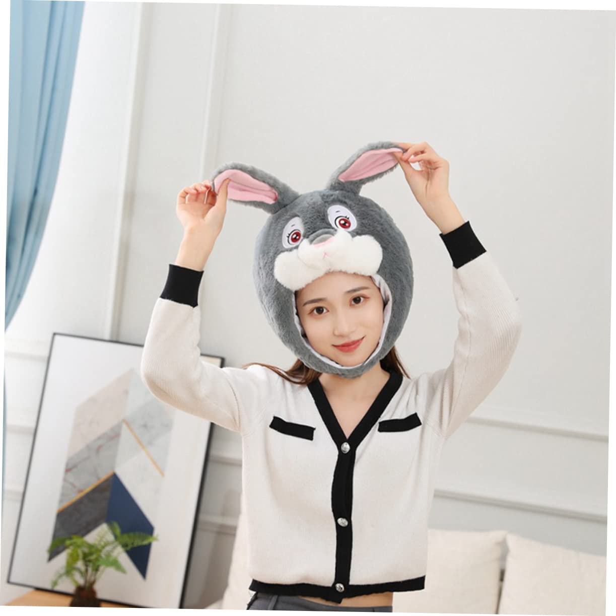 ifundom 2piezas Gorro De Conejo De Peluche Con Orejas Para Fiestas Disfraz De Pascua Accesorio Fotográfico Divertido Gorro Unisex Para Adultos Diseño Creativo y Fácil De Usar