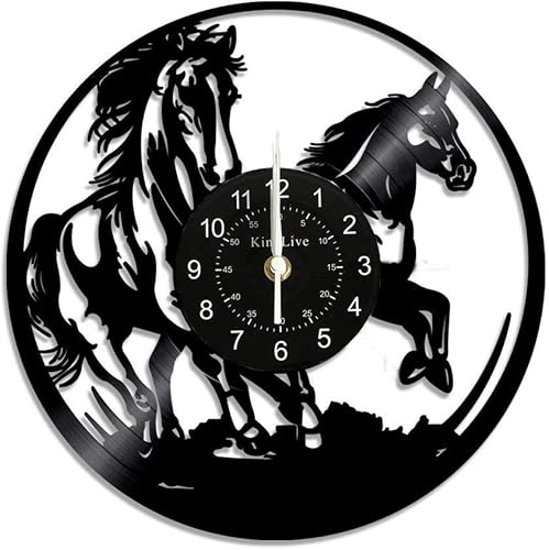 Reloj de pared de vinilo con diseño de caballo, decoración de pared para el hogar, dormitorio, arte de pared único, regalo de cumpleaños para