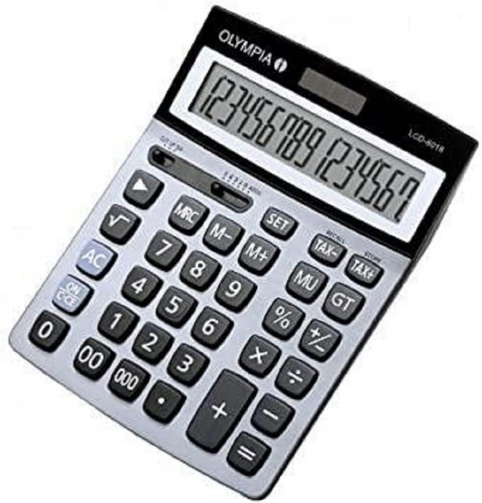OlympiaDesktop Caculator 16 Digits, LCD-6016, Steel Blue Color - OLCA4684