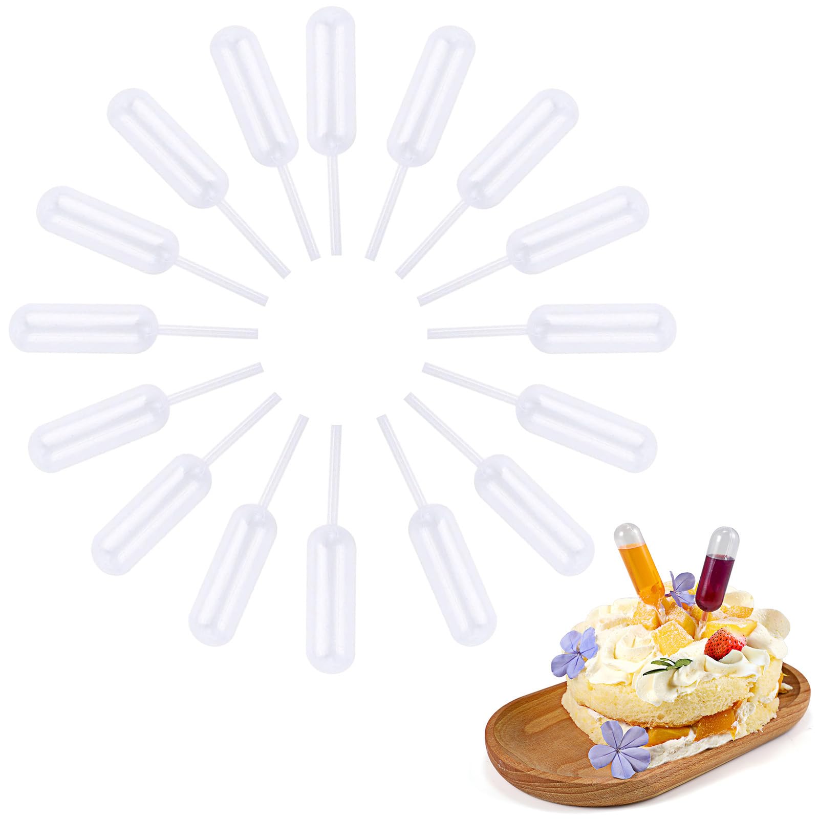 4ML Pipettes Dropper, 100PCS Plastic Squeeze Liquid Transfer Pipettes to Transfer Juice Sauce for Dessert Cupcakes