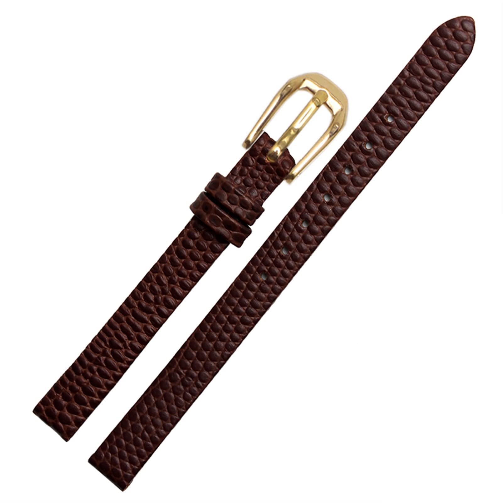 SERDAS Lizard Print Cowhide cinturino in pelle per donna orologio di ricambio bianco rosso cinturino ultra sottile 6 8 10 12 14 16 mm consegna gratuita (fibbia oro marrone, 8 mm)