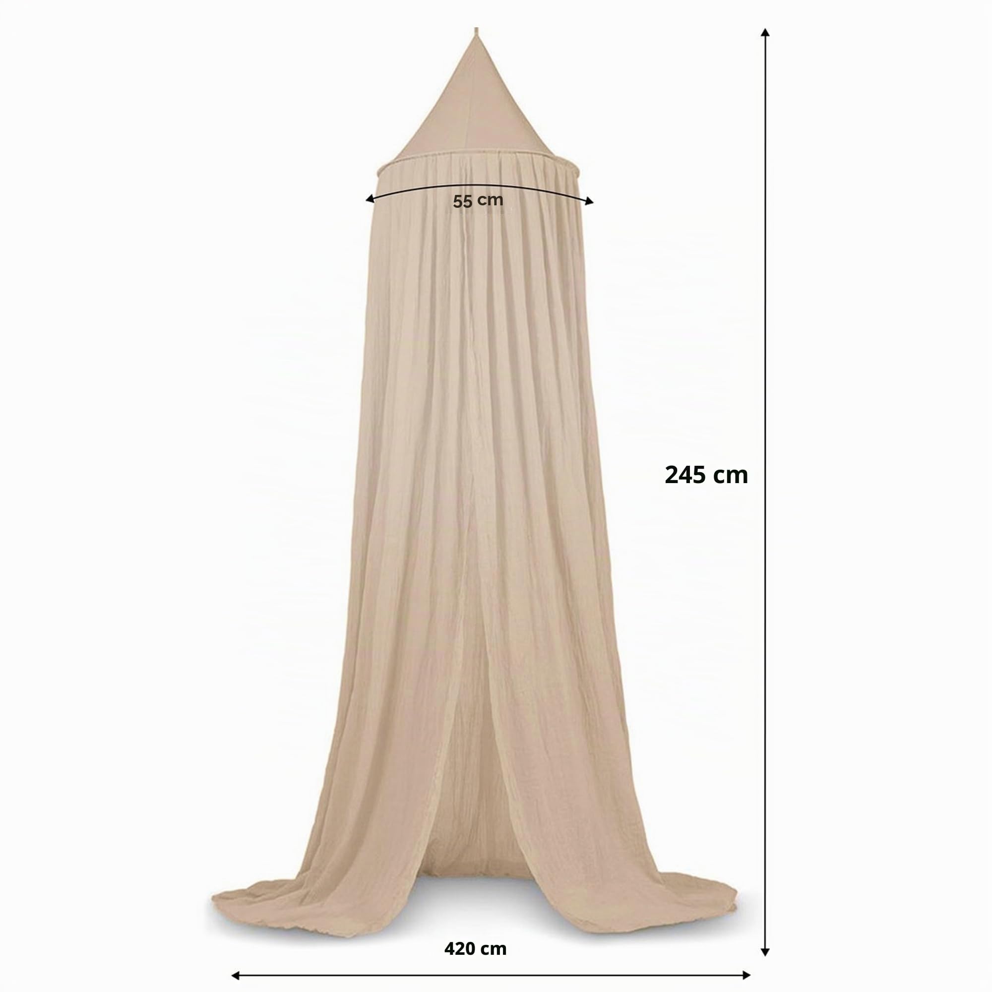 Deryan Baldacchino per cameretta dei bambini, 245 cm, in 5 colori, per bambini, per letto a baldacchino, per letto a baldacchino, per letto matrimoniale, canopy, Nougat