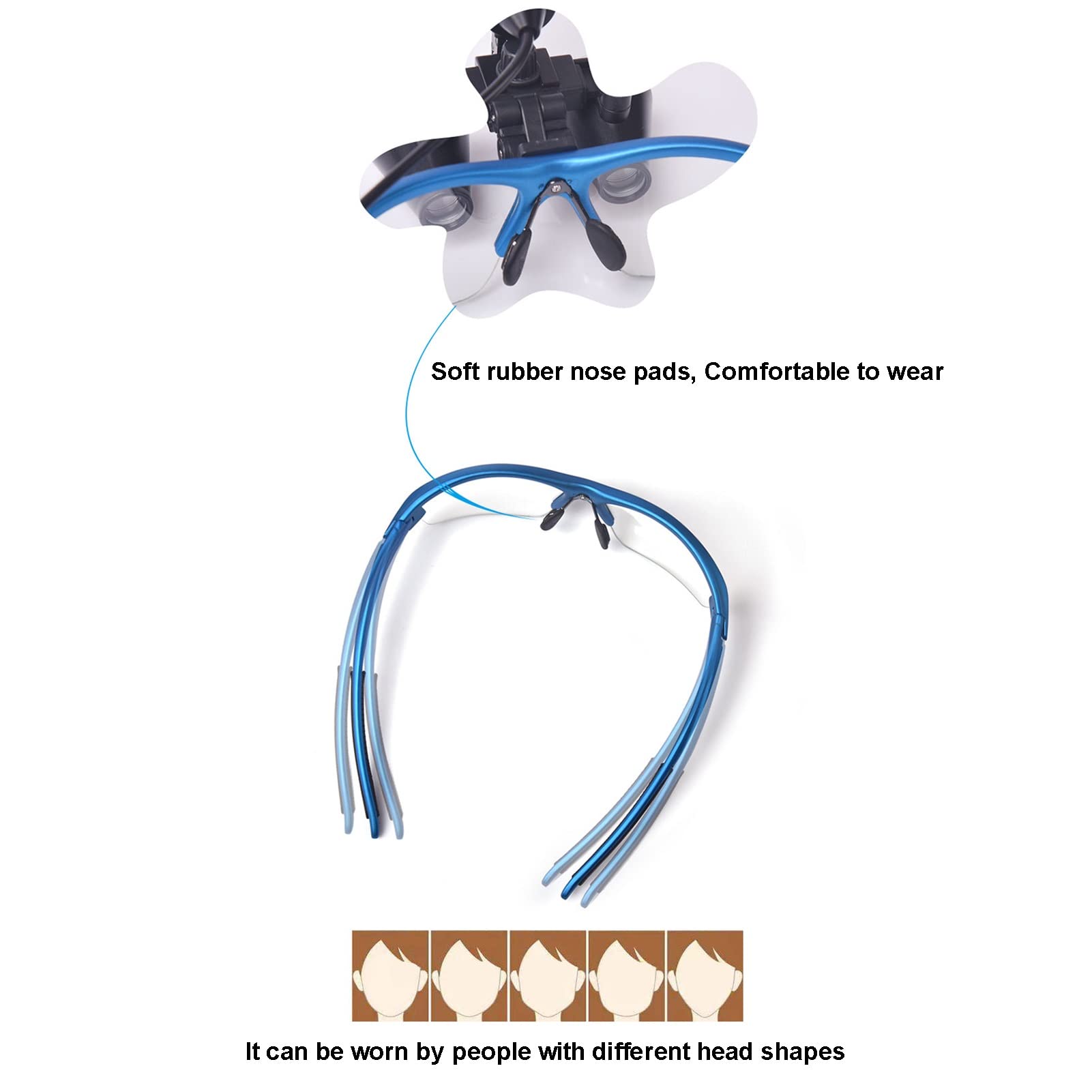 Occhialini Binoculari 2,5X 3,5X, + Vetro Ottico Binoculare Chirurgico Portatile Con Luce Frontale A LED 5W Per Lenti Chirurgiche Chirurgiche Mediche Del Dentista Lenti D'Ingrandimento Binoculari ( Col