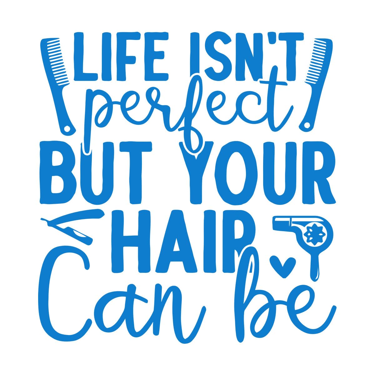Vinyl Wall Stickers Perfect Hair Spa Beauty Salon Slogan Funny Quote 54x57.6cm Easy Installation Large Blue
