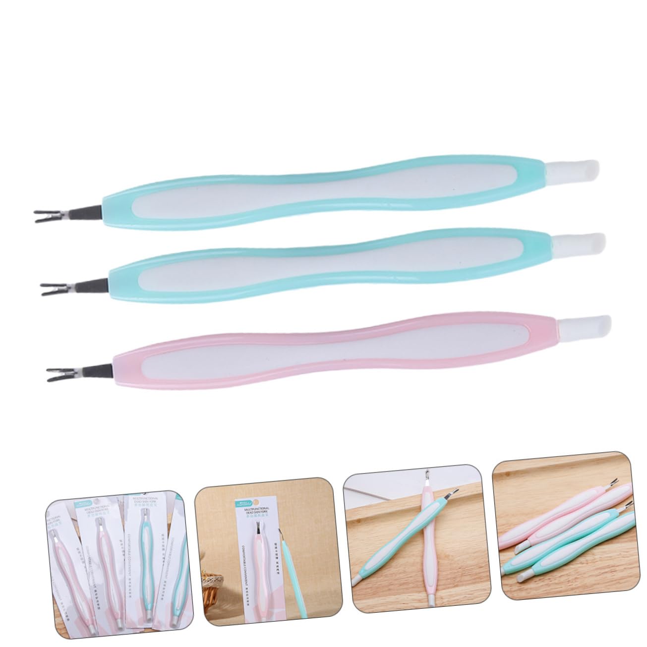 Gogogmee 2sets Quality Nail Care Kit Dead Skin Fork Nail Clipper Cuticle Fork Pusher Set for Home Salon Use 3pcs*2 Random Color