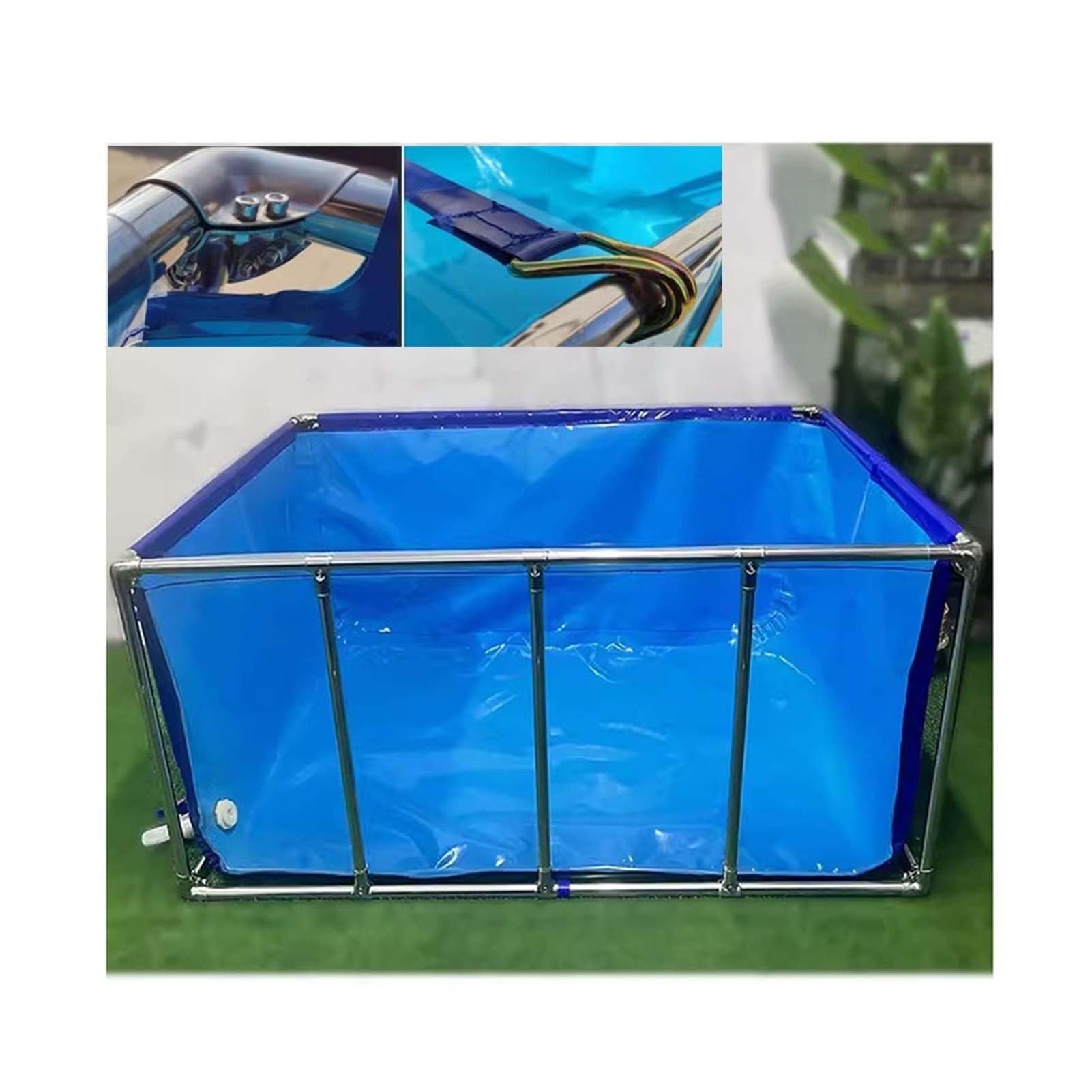 NZVZGKTNTW Large Fold Aquarium Transparent With Metal Bracket, For Breeding Koi And Agricultural Use - Transparent Viewing Window Aquarium Pool Ponds，Easy To Install(200X100X60CM)