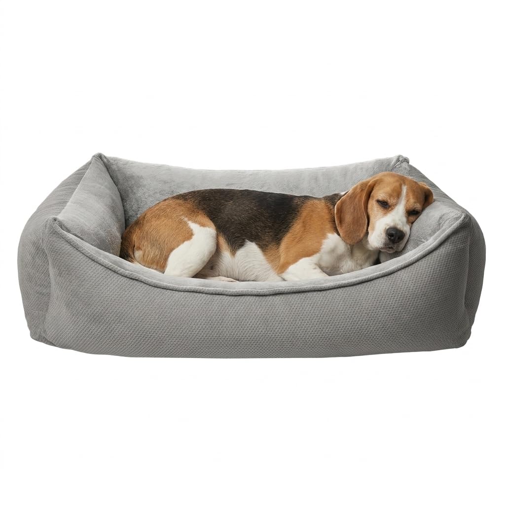 Petlando Orthopädisches Hundebett Like Ortho Lucy, Grau, M, L95xB60xH25cm | Für mittelgroße Hunde, Wendekissen, Eggfoam-Matratze, ergonomisch & gelenkschonend, rutschfest, waschbarer Bezug