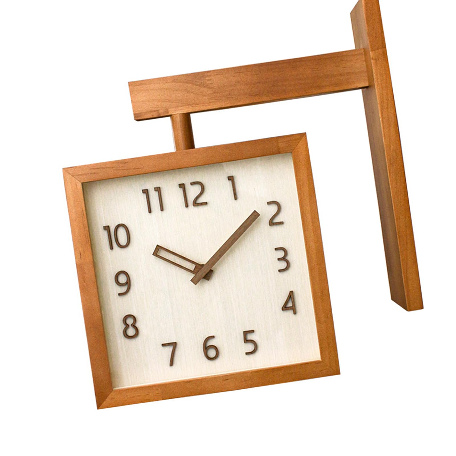 Horloge murale silencieuse double face en bois foncé pour bien dormir