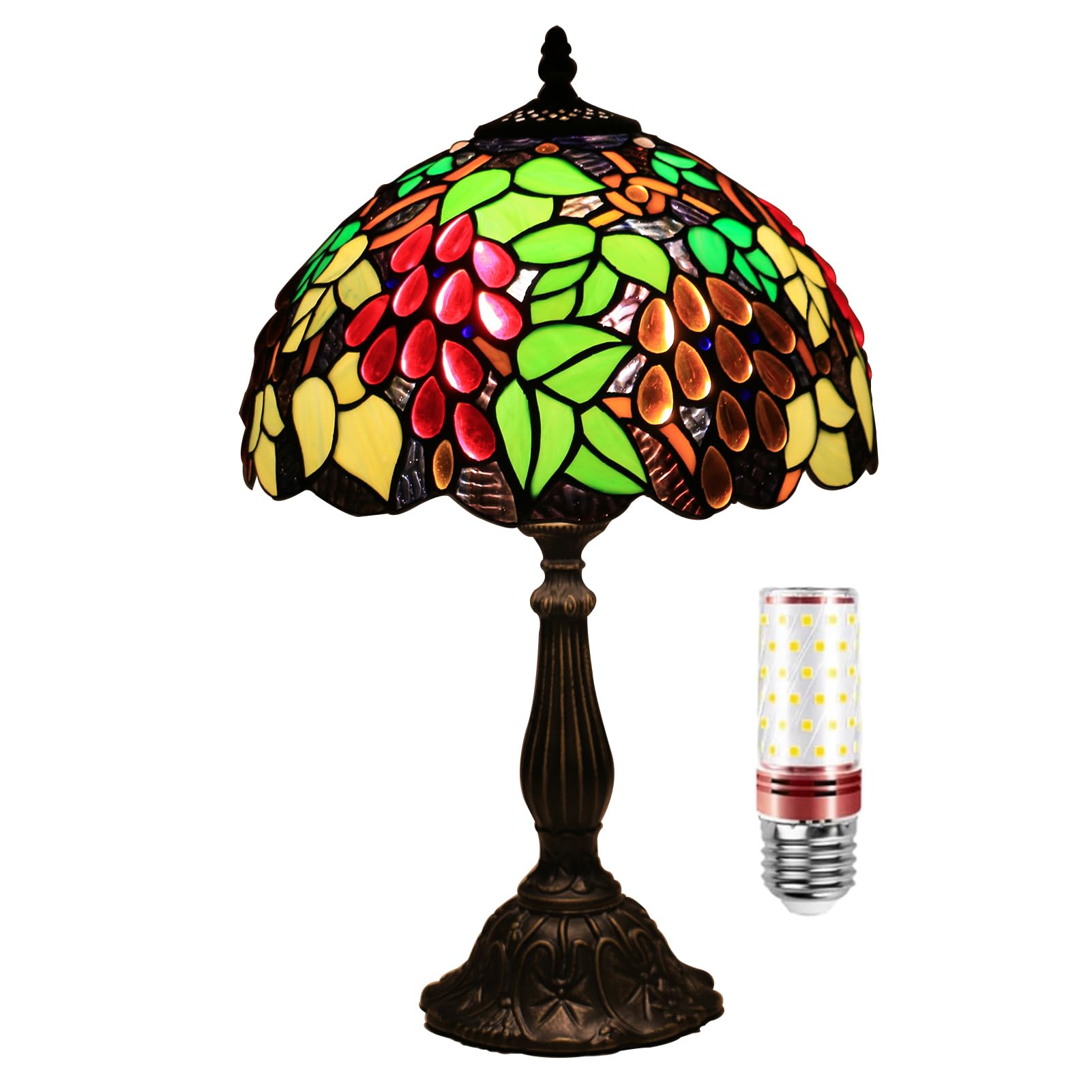 Uziqueif 12 Inch Tiffany Lamps, Vintage Table Lamp, Stained Glass Lamp, Handmade Lamp Shades, Tiffany Lights Table Lamps, Table Lamps for Lounge, Bedrooms, Living Room, Bed Lamp,W