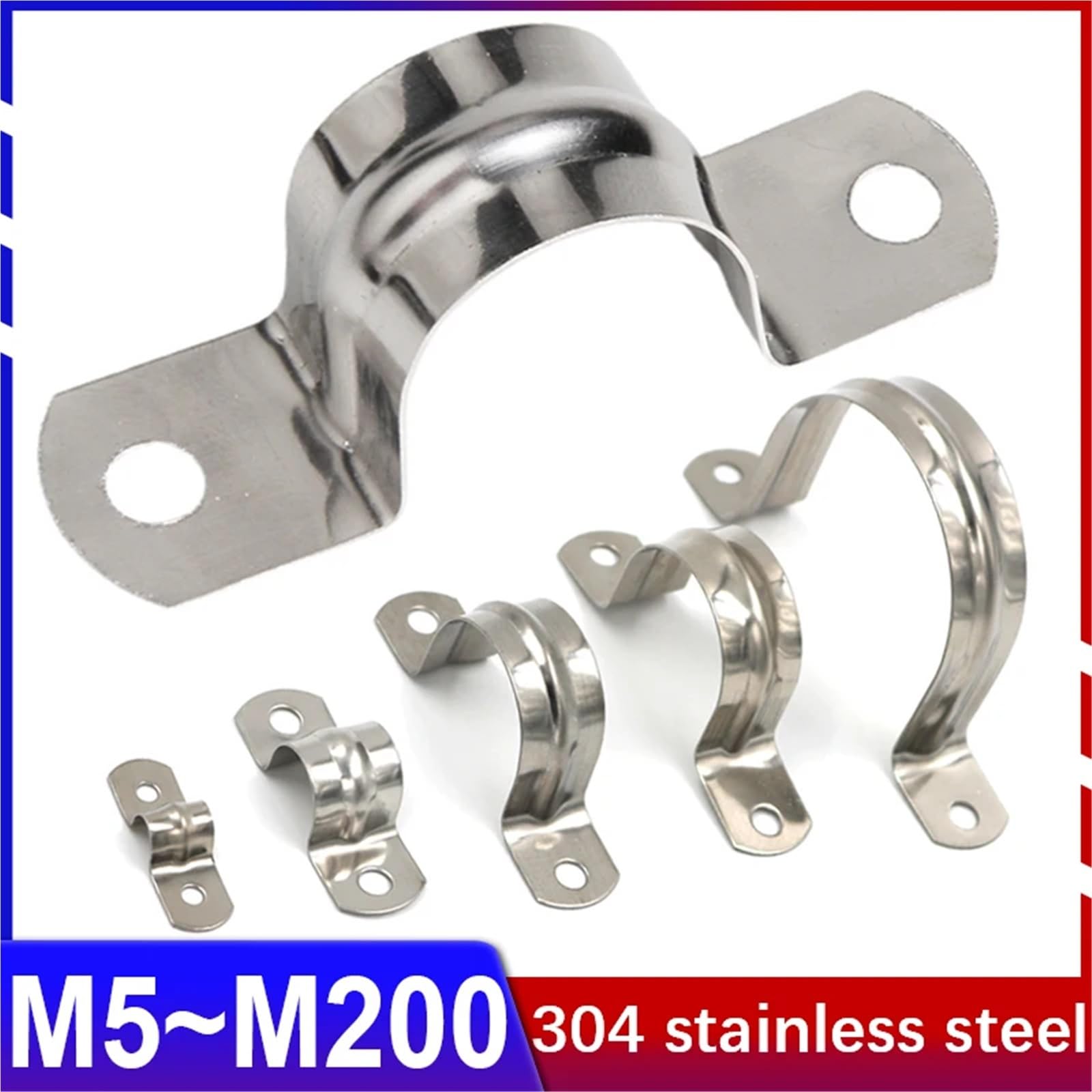 Morsetto per tubo dell'acqua in acciaio inossidabile 304 ispessito Ohm Card U tipo morsetto sella clip (M16 (10 pezzi)