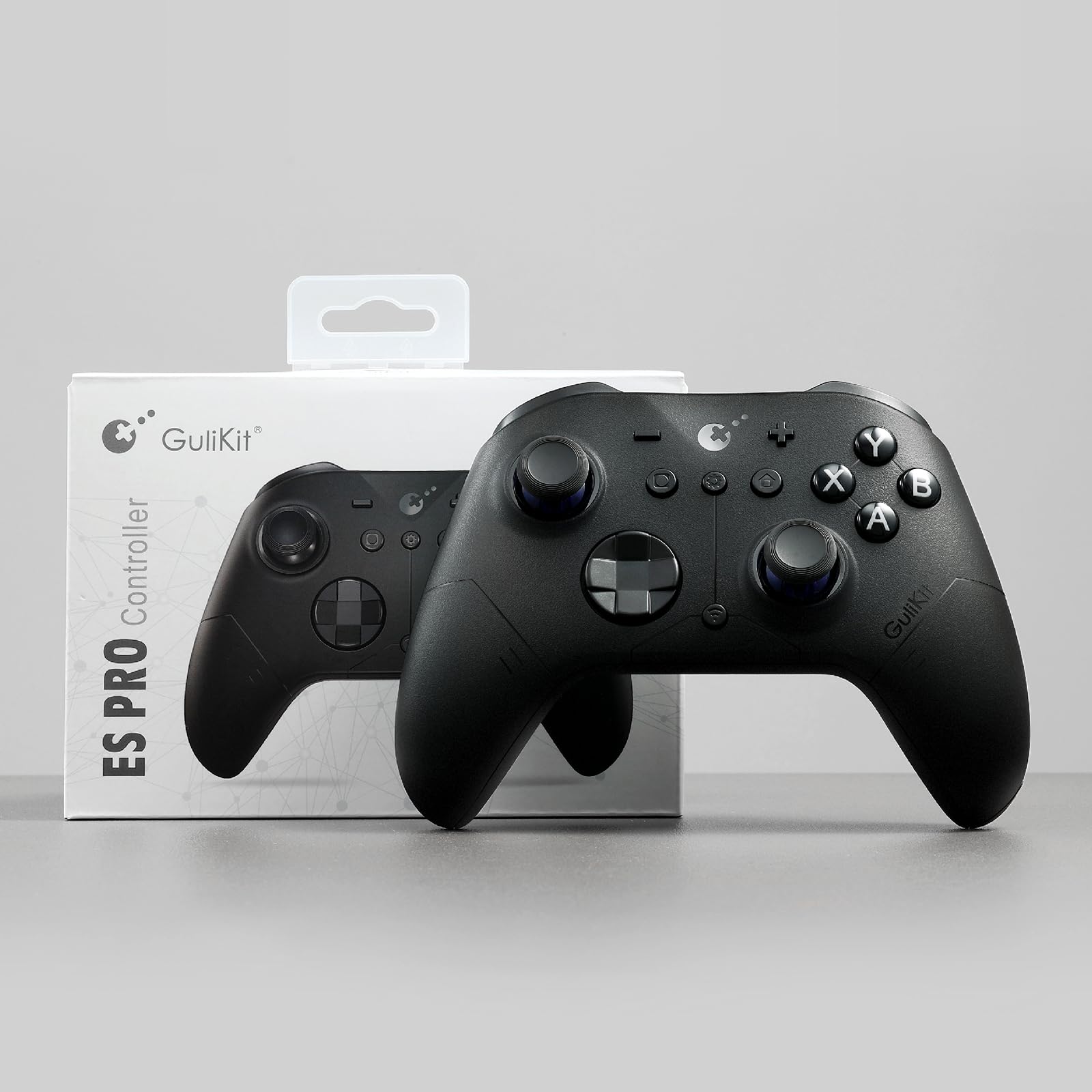 AKNES GuliKit ES PRO Mando Inalámbrico para Switch 1/2, Windows/Android/Mac/Steam Deck con 3.25ms de Baja Latencia, Joysticks Magnéticos TMR, Wake-Up Switch1/2, D-Pad de Interruptor Táctil - Negro