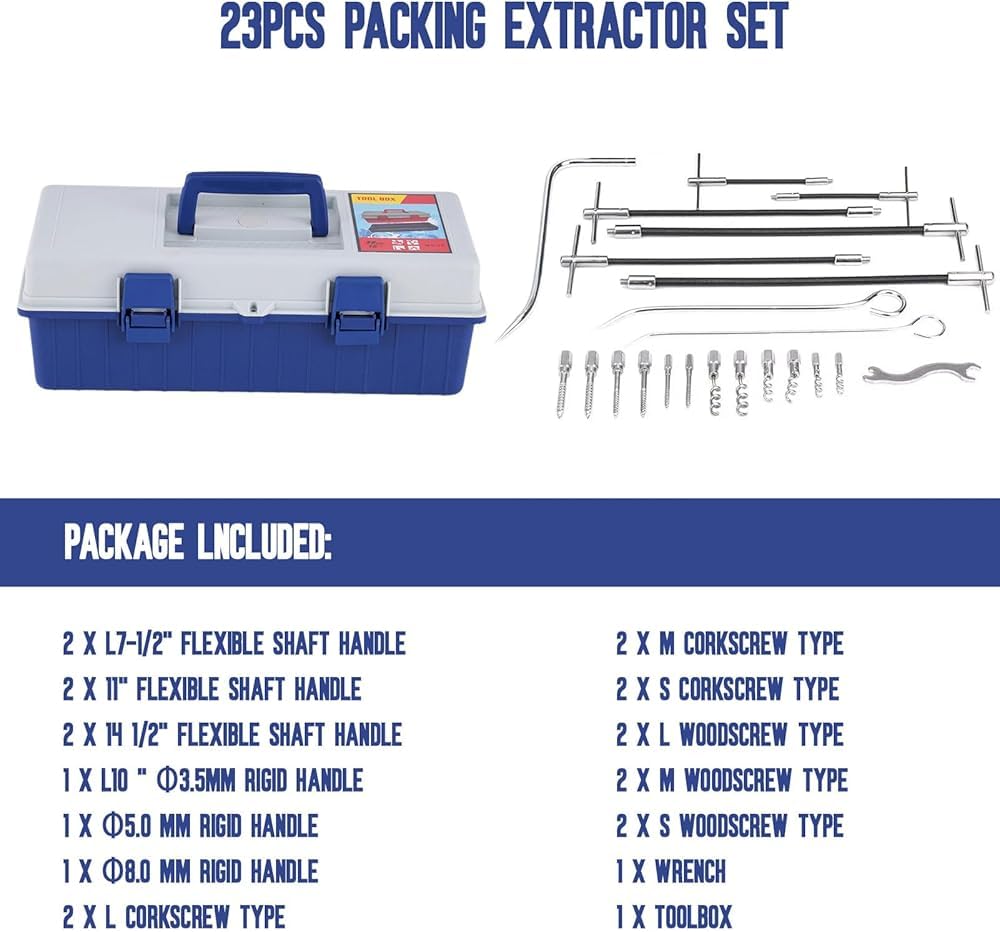 Juego de 23 extractores de empaquetaduras, Herramientas para extraer empaquetaduras Gancho para empaquetaduras Kit de extracción y extracción de empaquetaduras con Caja de Herramientas