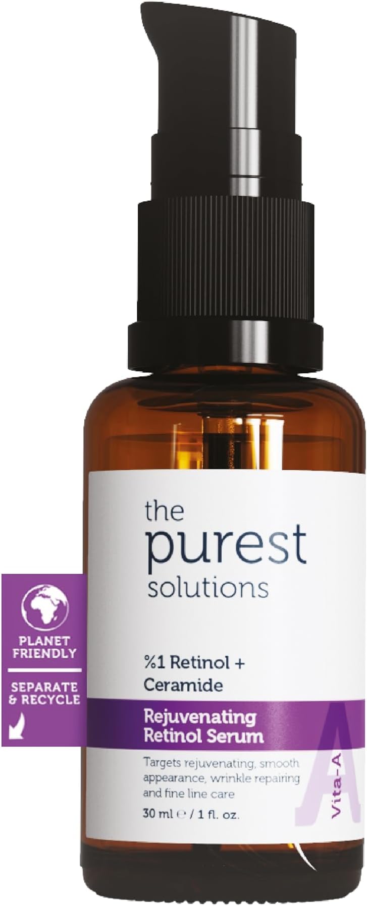 The Purest Solutions Vita-A Rejuvenating Retinol Serum (1% Retinol + Ceramide) - Promote Skin Hydration - Reduce Wrinkles, Fine Lines and Signs of Aging - Vegan | Cruelty Free (1 fl. oz)