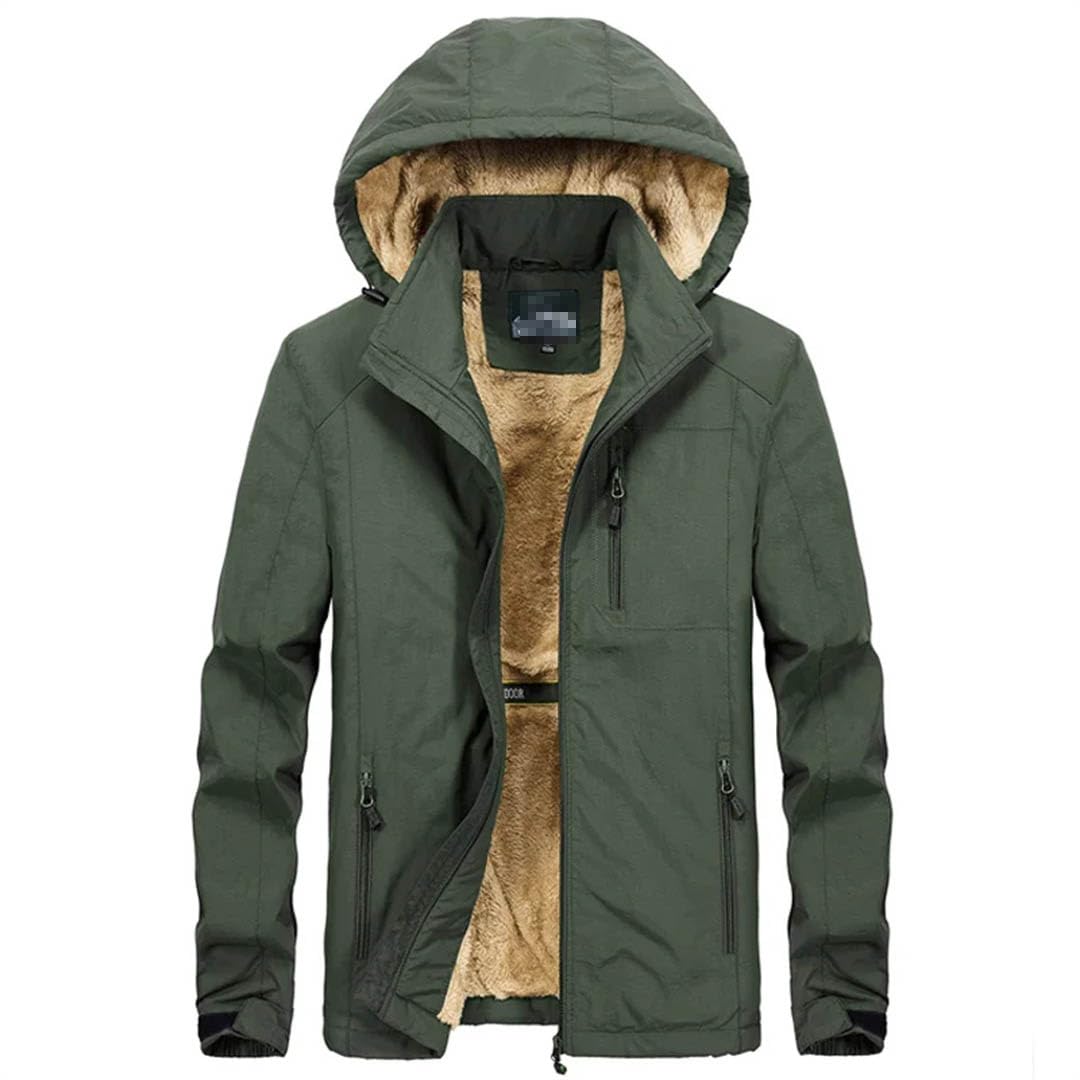 Giacca a vento da uomo in pile bomber imbottito in cotone cappello staccabile