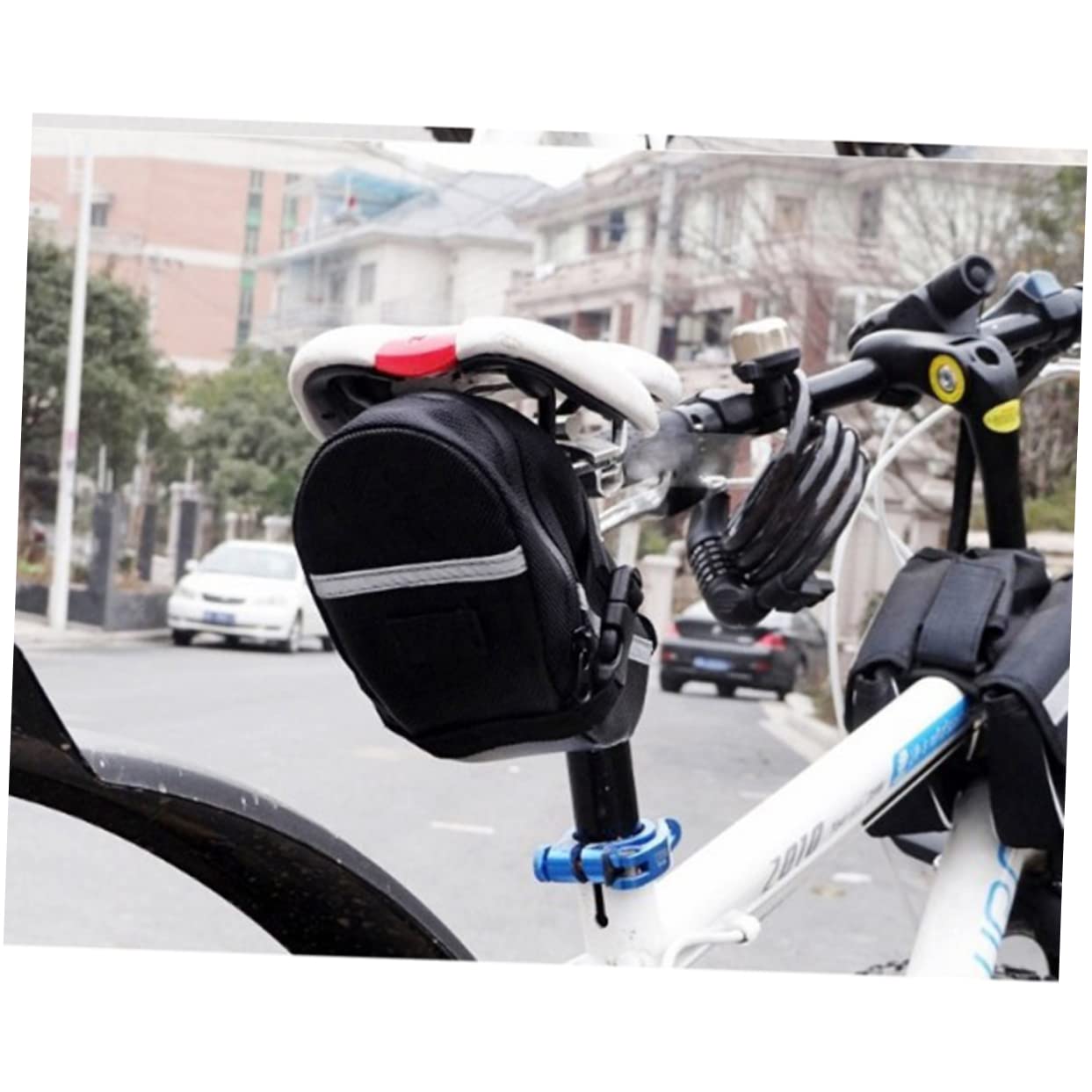 GRIRIW Multi Functional Bike Seat Bag Durable Saddle Bag with Quick Detachable Design and Reflective Straps for Mountain and Road Cycling Black