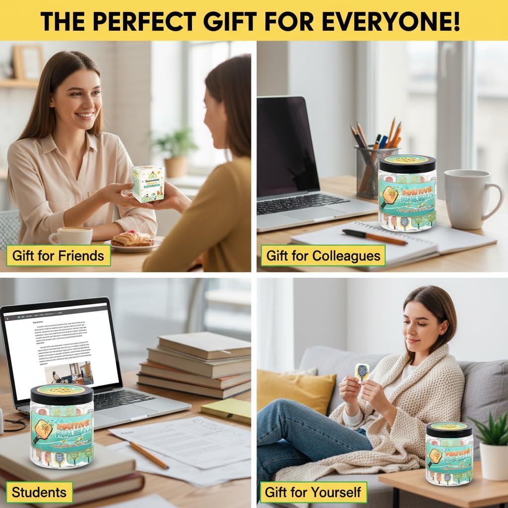 Positive Pickleball Jar With 60 Affirmation Cards, Emotional Support, Funny Pickleball Gifts for Women, Cute Pickleball Ball Paddles Decorations image 5