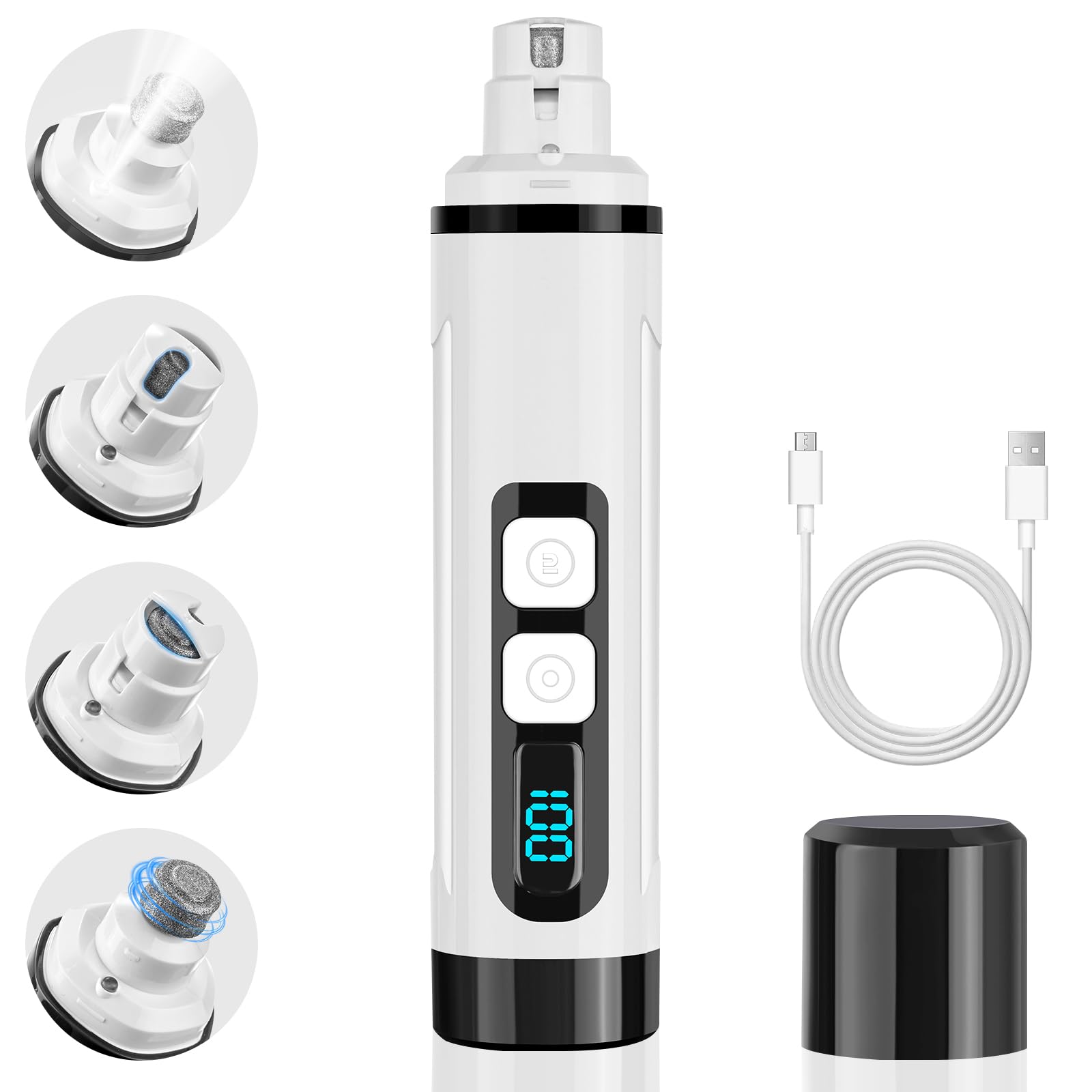 Dog Nail Grinder Quiet Electric with LED Light 2 Speed Professional Pet Nail Grinder for Dogs and Cats Safe Paw Grooming Tool for Small Medium Large Dogs