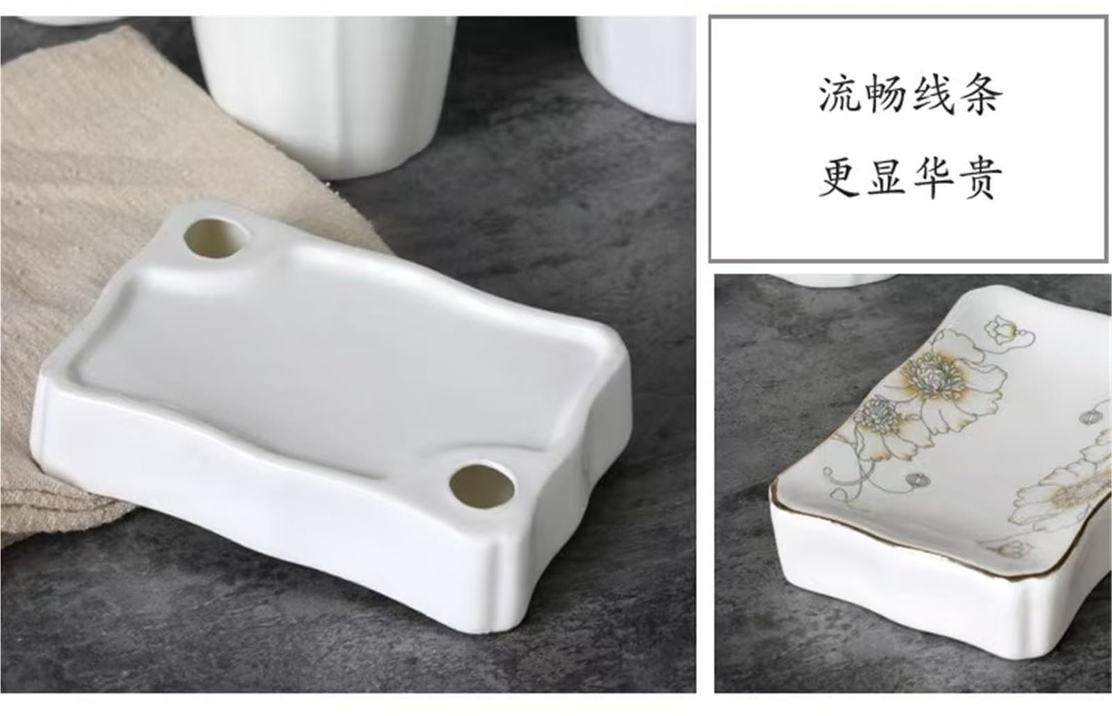 Badezimmerzubehör-Set aus Keramik, Relief-Design, europäischer Stil, 5-teilig, inklusive Seifenspender, Zahnbürstenhalter, Geschirrhalter, Spülbecher – moderne Waschsuite