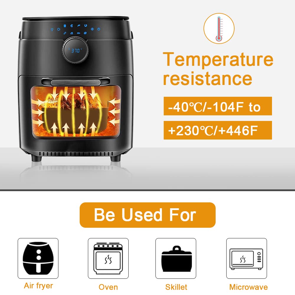 XSQD Silikon-Einsätze Für Heißluftfritteuse - Wiederverwendbar Mit Schaber & Bürste
