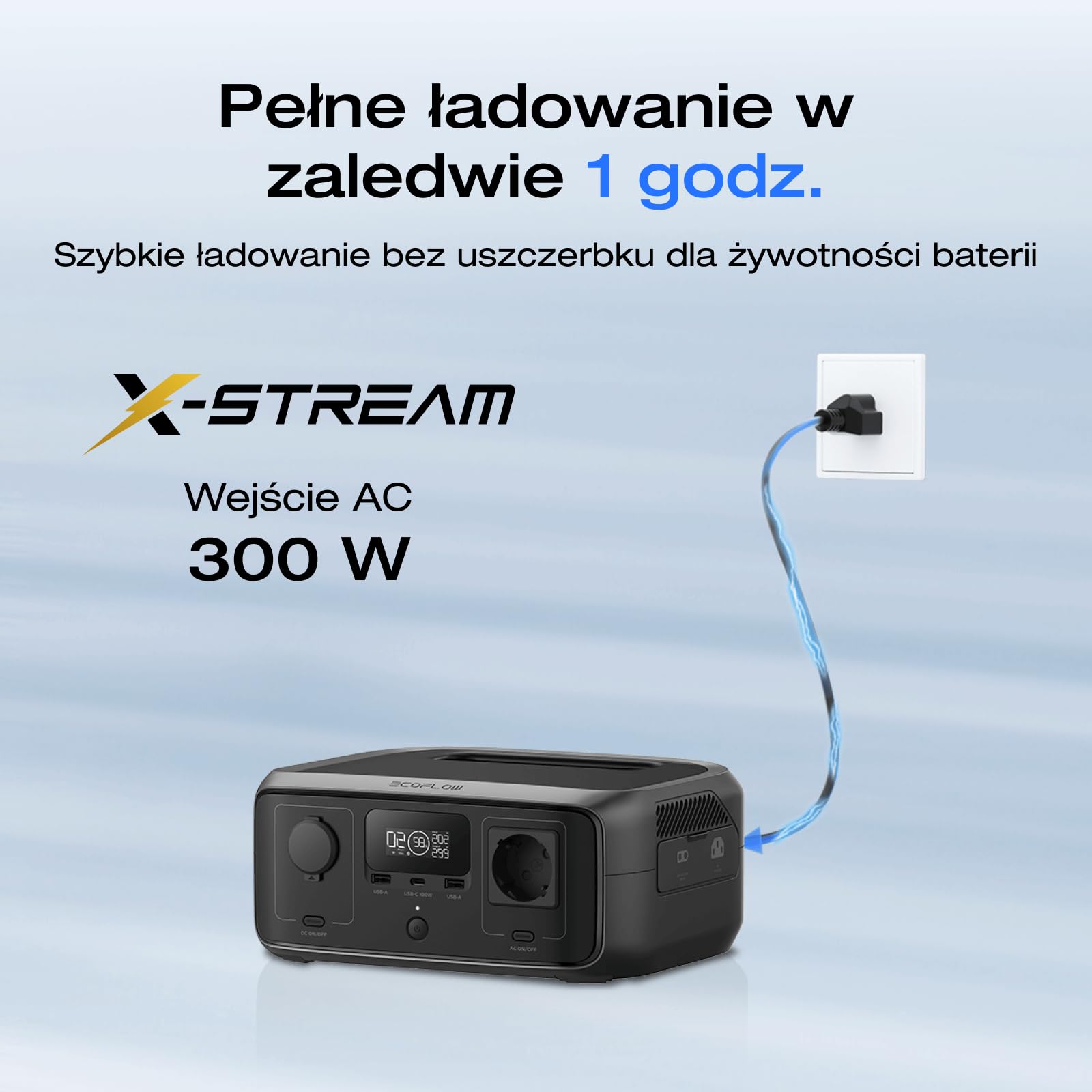 ECOFLOW RIVER 3 Przenośna stacja zasilania, bateria LFP 245 Wh, moc wyj. do 600 W, 2× dłuższa praca dzięki GaN, UPS <20 ms, o 30% mniejszy outdoorowy generator słoneczny